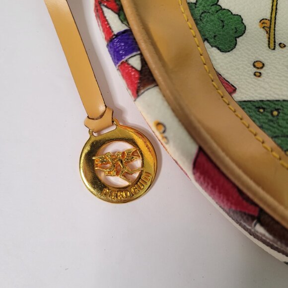 Piero Guidi Handbag Magic Circus Acrobats White With Tan Trim NWOT - Picture 2 of 13